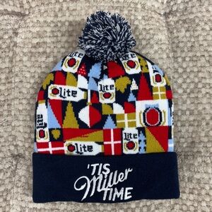 NEW Miller Lite Beer Beanie Unisex  Tis Miller Time Winter Hat Pom Pom
